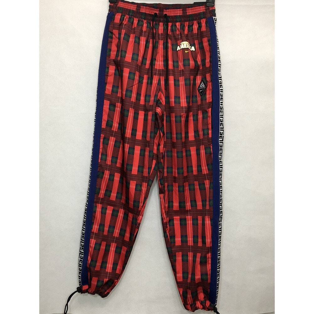 Nike Giannis Men Size Medium COMING TO AMERICA Plaid Track Pants CW4756-657 New